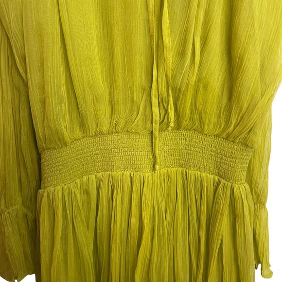 Label Ritu Kumar Yellow Green Cold Shoulder Dress - Picture 5 of 8